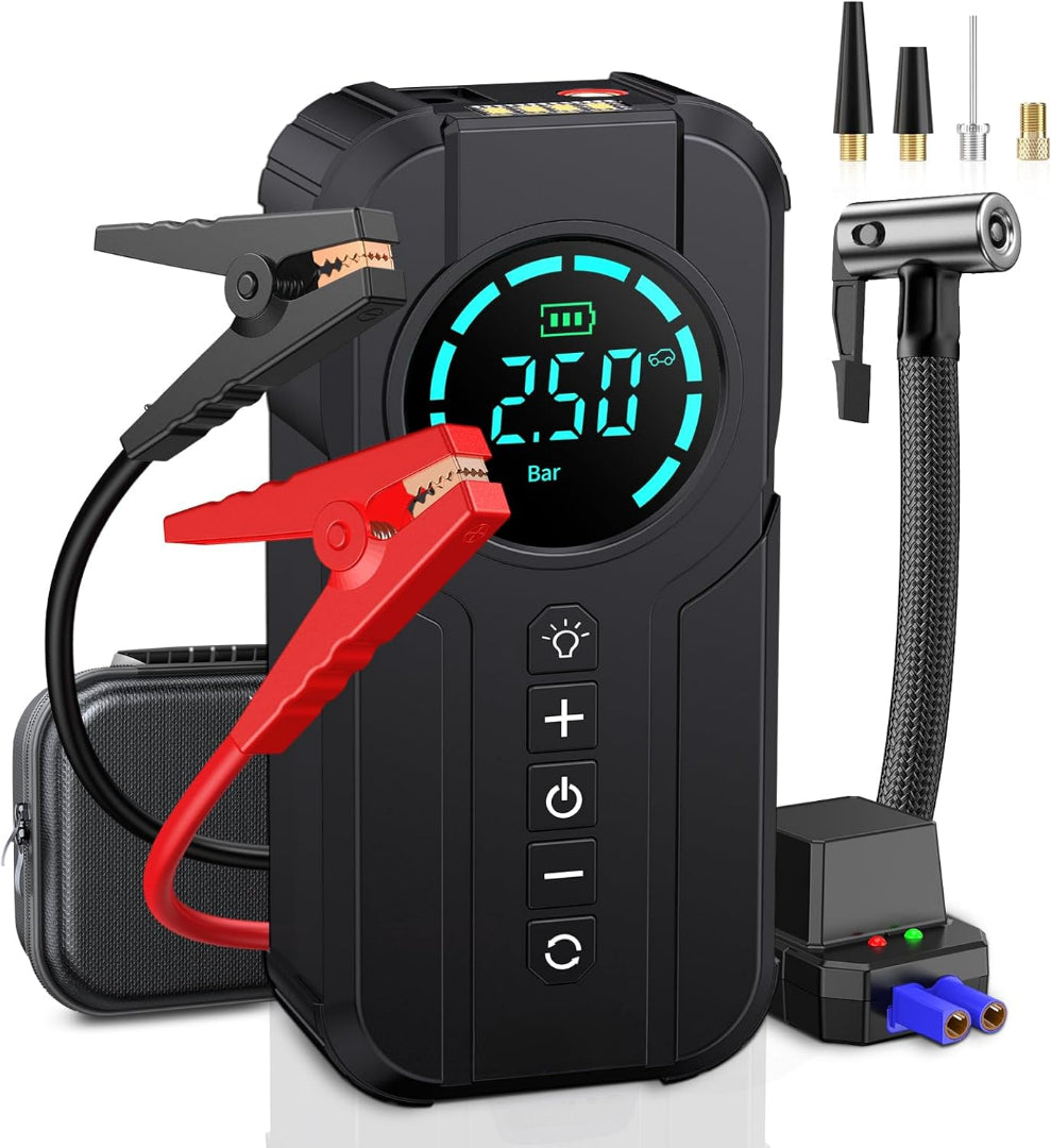 4 In 1 Car Jump Starter with Air Compressor and USB Power Bank
