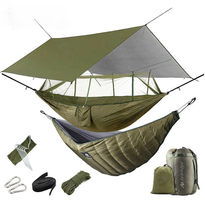 Ultimate Camping Hammock Kit – Includes Mosquito Net, Under Quilt Blanket, Rainfly Cover & Tarp for All-Season Comfort