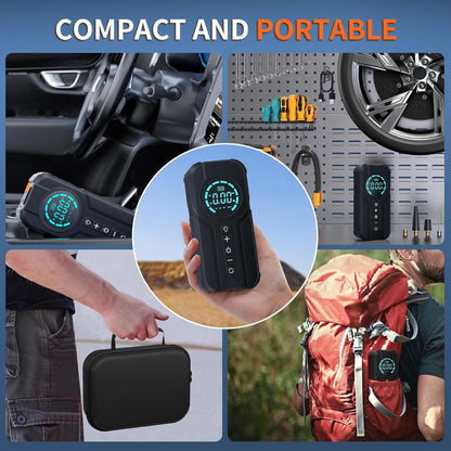 4 In 1 Car Jump Starter with Air Compressor and USB Power Bank