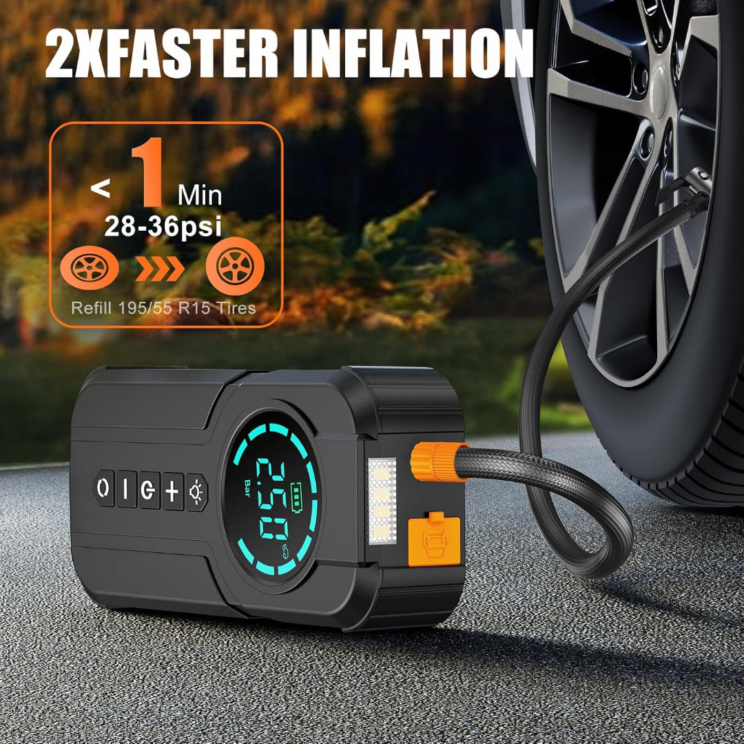4 In 1 Car Jump Starter with Air Compressor and USB Power Bank